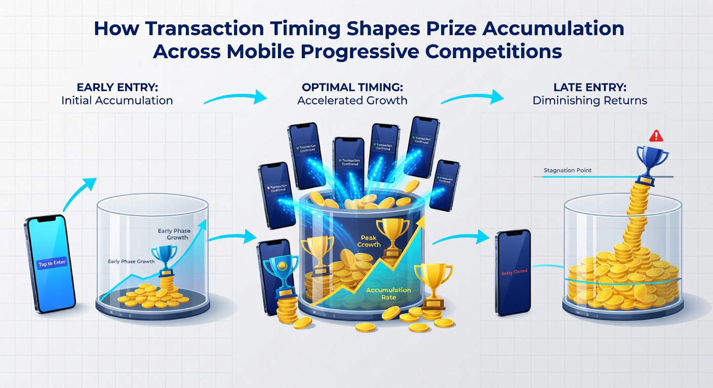 Illustration mobiler Geräte mit progressiven Jackpot-Anzeigen und Transaktionsflüssen