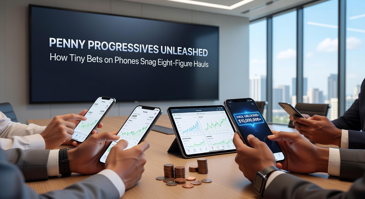 Glücklicher Spieler feiert achtstelliges Gewinnfoto mit Handy in der Hand vor Casino-Leuchttafel